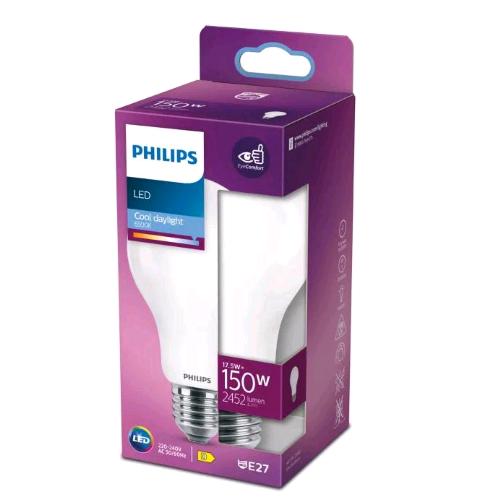 PHILIPS LAMPADINA LED A GOGGIA SMERIGLIATA 150W A67 E27 6500K CONSUMO 17.5W LUCE NATURALE 
