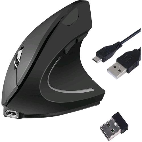TUCANO MOUSE VERTICALE ERGONOMICO WIRELESS RICARICABILE 6 TASTI NERO