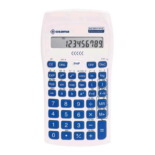 OSAMA BECOLOR CALCOLATRICE SCIENTIFICA 10 CIFRE A BATTERIE CON CUSTODIA BIANCO BLU
