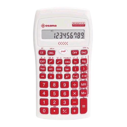 OSAMA BECOLOR CALCOLATRICE SCIENTIFICA 10 CIFRE A BATTERIE CON CUSTODIA BIANCO ROSSO