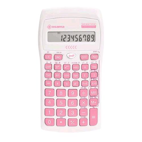 OSAMA BECOLOR CALCOLATRICE SCIENTIFICA 10 CIFRE A BATTERIE CON CUSTODIA BIANCO ROSA
