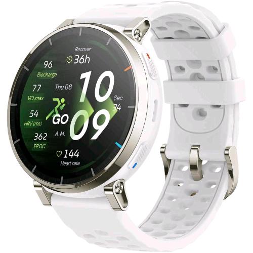AMAZFIT ACTIVE 3 PREMIUM SMARTWATCH 45mm 1.32" AMOLED VETRO ZAFFIRO GPS RUNNING NFC MAPPE OFFLINE 5 ATM 170+ SPORT ARGENTO BIANCO