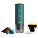 OUTIN NANO MACCHINA DA CAFFE' ESPRESSO ELETTRICA PORTATILE DA VIAGGIO PER IL CAMPEGGIO DA AUTO MOTO USB-C CAFFE' MACINATO E CAPSULE NESPRESSO VERDE ACQUA