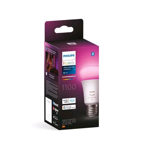 PHILIPS HUE WHITE AND COLOR AMBIANCE LAMPADINA LED 75W A60 E27 CONSUMO 11W DIMMERABILE LUCE CALDA FREDDA E COLORATA 