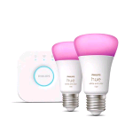PHILIPS HUE WHITE AND COLOR AMBIANCE STARTER KIT 2 LAMPADINE LED 75W A60 E27 CONSUMO 11W DIMMERABILE LUCE CALDA FREDDA E COLORATA CON SMART CONTROL