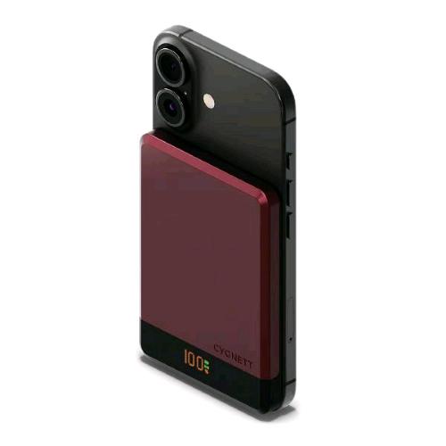 CYGNETT MAGSLIM POWER BANK WIRELESS 5.000mAh 10 W ULTRASLIM CON DISPLAY 1 x USB-C 20 W COMPATIBILE MagSafe o Qi CHERRY RED