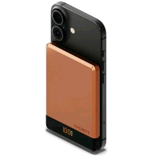 CYGNETT MAGSLIM POWER BANK WIRELESS 5.000mAh 10 W ULTRASLIM CON DISPLAY 1 x USB-C 20 W COMPATIBILE MagSafe o Qi COPPER CARAMEL