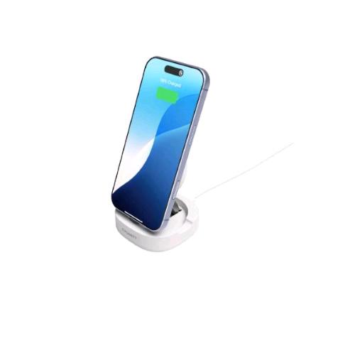 CYGNETT CARICABATTERIE WIRELESS 15 W A STAND RICHIUDIBILE COMPATIBILE MagSafe Qi o Qi2 BIANCO