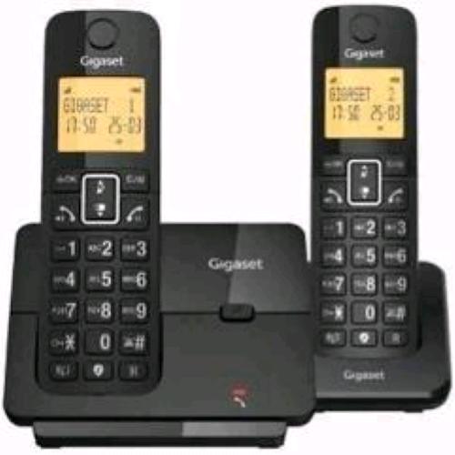 GIGASET ESSENTIAL 300 DUO TELEFONO CORDLESS DECT BASE + 1 CORDLESS AGGIUNTIVO CON VIVAVOCE RUBRICA 60 NUMERI AMPIO DISPLAY NERO