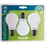 BEGHELLI LED PACK TUTTOVETRO LED GOCCIA OPALE E27 8W=75W 1055LM LUCE BIANCA 4000K KIT 3 Pz.