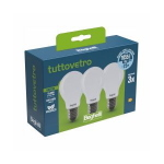 BEGHELLI LED PACK TUTTOVETRO LED GOCCIA OPALE E27 8W=75W 1055LM LUCE BIANCA FREDDA 6500K KIT 3 Pz.