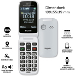 BEGHELLI SLV30N-GPS PLUS DUAL SIM 2.8" SENIOR PHONE A CONCHIGLIA TASTI GRANDI RETROILLUMINATI TASTO SOS LOCALIZZAZIONE SENSORE DI CADUTA VOLUME AUMENTATO BASE DI RICARICA FOTOCAMERA GRIGIO CHIARO