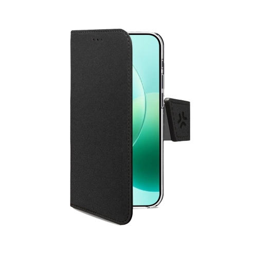 CELLY HONOR 600 CUSTODIA A LIBRO IN SIMILPELLE CON CHIUSURA FLAP MAGNETICO SLOT PER CARTE E FUNZIONE STAND COLORE NERO