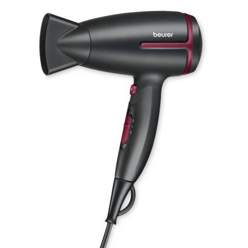 BEURER HC 25 LIMITED EDITION PHON ASCIUGACAPELLI PIEGHEVOLE DA VIAGGIO 1.600 W 2 IMPOSTAZIONI DI CALORE E 2 VELOCITA' NERO FUCSIA