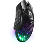 STEELSERIES AEROX 9 MOUSE GAMING WIRELESS RGB TRAFORATO DESIGN ULTRALEGGERO RESISTENTE ALL'ACQUA 18 PULSANTI BLUETOOTH + RF 2,4GHz + USB SENSORE OTTICO TRUEMOVE AIR DA 18K DPI NERO