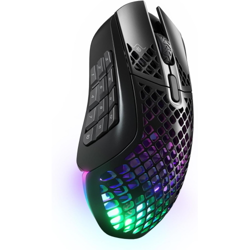 STEELSERIES AEROX 9 MOUSE GAMING WIRELESS RGB TRAFORATO DESIGN ULTRALEGGERO RESISTENTE ALL'ACQUA 18 PULSANTI BLUETOOTH + RF 2,4GHz + USB SENSORE OTTICO TRUEMOVE AIR DA 18K DPI NERO