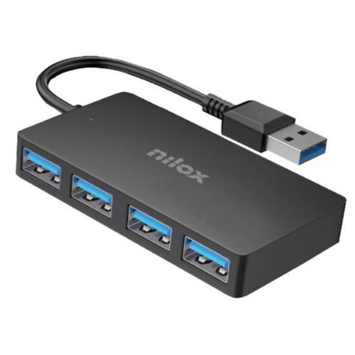 NILOX HUB 4 PORTE USB-A 3.2 CAVO 13cm USB-A NERO
