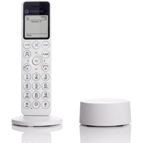 MOTOROLA VOICE DOT4 TELEFONO CORDLESS DECT CON SEGRETERIA TELEFONICA BLOCCO CHIAMATE VIVAVOCE DISPLAY RETROILLUMINATO RUBRICA 200 CONTATTI BIANCO