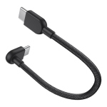 XIAOMI 3A BRAIDED CAVO USB-C MASCHIO/MASCHIO 1 CONNETTORE ANGOLATO A 90 GRADI 10cm FINO A 60W NERO