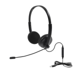YASHI AC300 BINAURAL HEADSET CUFFIE CON MICROFONO USB TELECOMANDO SUL CAVO CONTROLLO DEL VOLUME NERO