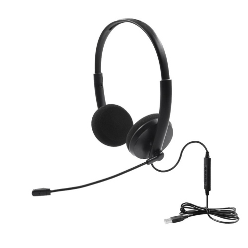 YASHI AC300 BINAURAL HEADSET CUFFIE CON MICROFONO USB TELECOMANDO SUL CAVO CONTROLLO DEL VOLUME NERO