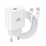 RIVACASE PS4101 CARICABATTERIE DA RETE USB-C 20 W PD 3.0 - CAVO USB-C MASCHIO-MASCHIO INCLUSO BIANCO