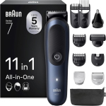 BRAUN SERIE 7 AIO7540 RASOIO ELETTRICO RIFINITORE 11 IN 1 WET & DRY A BATTERIE RICARICABILE CON ACCESSORI NERO BLU