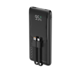 TECHMADE GEMBIRD POWERBANK 10.000mAh PD 20 W RICARICA RAPIDA 2 CAVI INTEGRATI USB-C E LIGTHNING DISPLAY NERO