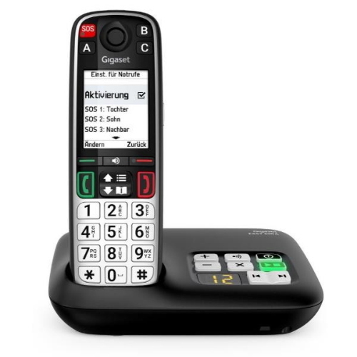 GIGASET EASY 500A TELEFONO CORDLESS DECT CON SEGRETERIA TASTI GRANDI TASTO SOS AMPIO DISPLAY 