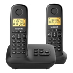 GIGASET START 100A DUO CON SEGRETERIA TELEFONICA TELEFONO CORDLESS DECT + AGGIUNTIVO 1.5" VIVAVOCE FUNZIONE SVEGLIA BLOCCO CHIAMATE NERO