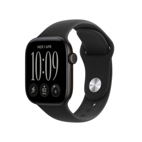 APPLE WATCH SERIES 12 2026 GPS CASSA 42mm IN ALLUMINIO NERO CON CINTURINO SPORT NERO M/L