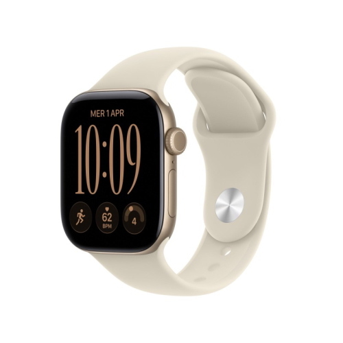 APPLE WATCH SERIES 12 2026 GPS CASSA 42mm IN ALLUMINIO ORO CHIARO CON CINTURINO SPORT SABBIA M/L