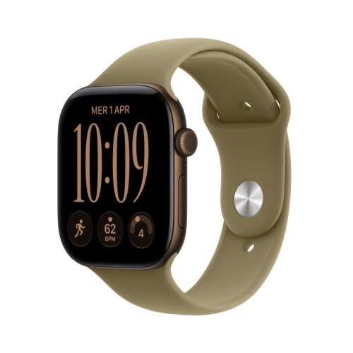 APPLE WATCH SERIES 12 2026 GPS + CELLULAR 5G CASSA 46mm IN ALLUMINIO BRONZO SCURO CON CINTURINO SPORT OLIVA M/L
