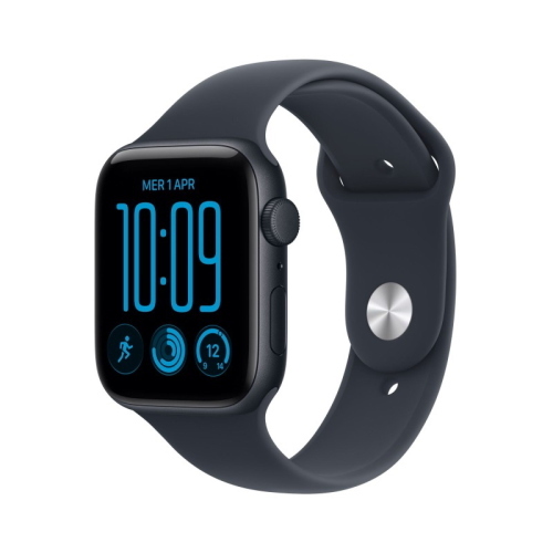 APPLE WATCH SE 3 2026 GPS CASSA 44mm  IN ALLUMINIO MEZZANOTTE CON CINTURINO SPORT BLU MARINO M/L