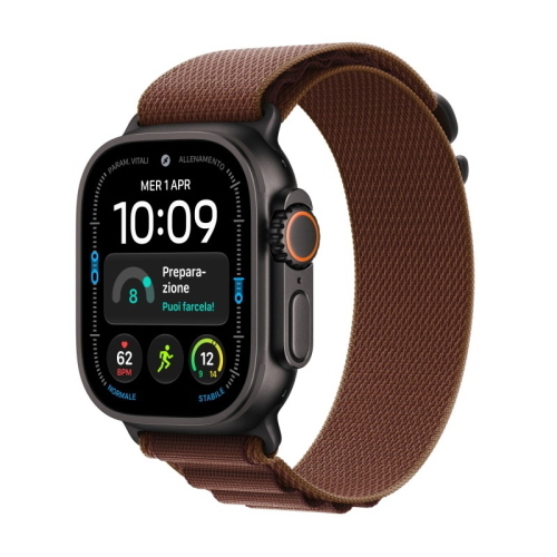 APPLE WATCH ULTRA 4 2026 GPS + CELLULAR 5G CASSA 49mm IN TITANIO NERO CON TRAIL LOOP BORGOGNA L