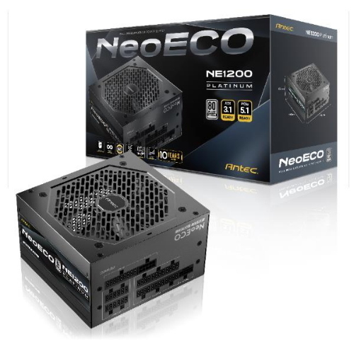 ANTEC NE1200 PLATINUM ALIMENTATORE 1.200 W MODULARE 80 PLUS PLATINUM CONDENSATORI GIAPPONESI PFC ATTIVO PCIe 5.1 ATX 3.1 NERO