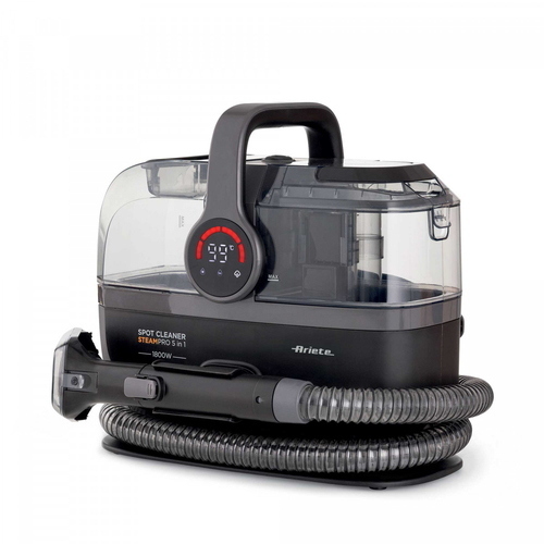 ARIETE 2484 SPOT CLEANER STEAM PRO 5 IN 1 LAVATAPPETI E PULITORE A VAPORE PER TAPPEZZERIA AUTO DIVANI MOQUETTE MATERASSI 1.800 W 2 SERBATOI NERO
