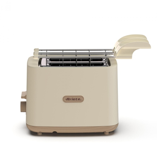 ARIETE 157 BREAKFAST WOOD TOSTAPANE 2 FESSURE 760 W 7 LIVELLI DI DORATURA PULSANTE STOP DESIGN RETRO' BEIGE