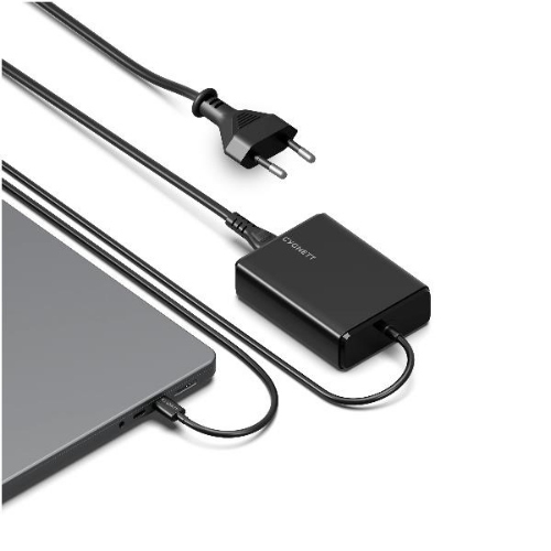 CYGNETT POWERMAXX CARICABATTERIE DA RETE GaN 100 W USB-C PER LAPTOP NOTEBOOK TABLET SMARTPHONE CAVO 1 MT NERO