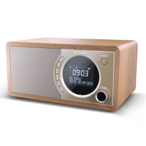 SHARP DR450 RADIO DIGITALE DAB/DAB+/FM CON RDS BLUETOOTH 4.2 20 STAZIONI MEMORIZZABILI SVEGLIA DISPLAY LCD DESIGN RETRO' MARRONE