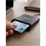 ADJ LUX 141-00042 LETTORE SMART CARD E SIM USB-C LETTURA/SCRITTURA CAVO 1,5 MT COMPATIBILE CNS, CRS, TESSERA SANITARIA, CIE, FIRMA DIGITALE NERO