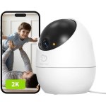 BEANS VIEW D210 2K TELECAMERA DI SORVEGLIANZA MOTORIZZATA DA INTERNO WI-FI 2.4GHz VISIONE A 360 GRADI VISIONE NOTTURNA A COLORI RILEVAMENTO BAMBINO/ANIMALE DOMESTICO/GATTO/CANE, RILEVAMENTO UMANO COMPATIBILE CON ALEXA BIANCO
