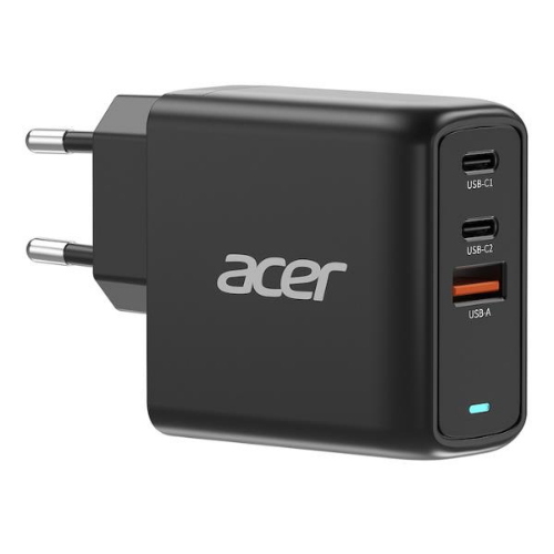 ACER PD FAST CHARGE CARICABATTERIE DA RETE GaN 67 W PD CHARGER 2 x USB-C 1 x USB-A INCLUSO CAVO USB-C 2 MT NERO