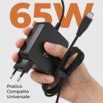 TECHMADE ALIMENTATORE UNIVERSALE 65 W USB-C PER NOTEBOOK TABLET SMARTPHONE NERO