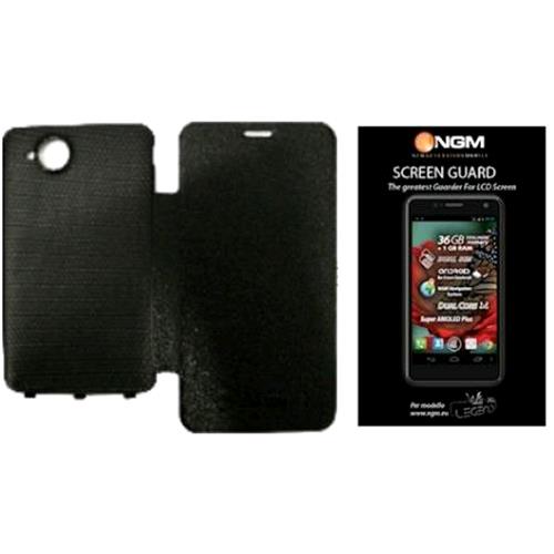 NGM COVER LEGEND XL IN SIMILPELLE NERA CON FLIP ANTERIORE + 2 PELLICOLE SALVASCHERMO