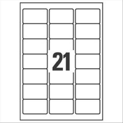 AVERY-ZWECKFORM L7160-100 ETICHETTE AUTOADESIVE 38.10MM/63.5MM CONFEZIONE 100 FOGLI 21ETICHETTE/FOGLIO BIANCO OPACO