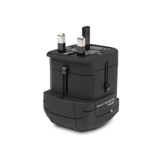 HAMLET XPW2UTRAVEL ADATTATORE UNIVERSALE 110/230VAC 2 USCITE USB BLACK GARANZIA ITALIA
