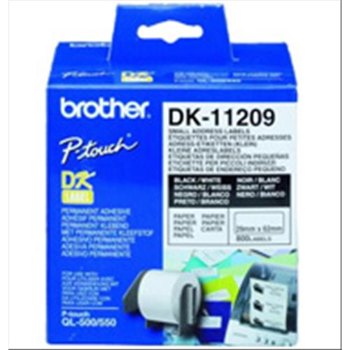 BROTHER DK-11209 ROTOLO ETICHETTE ADESIVE BIANCO OPACO 292X62 MM 800 ETICHETTE/ROTOLO PER QL500/QL500A/QL550/QL560VP/QL570/QL580N/QL650TD/QL1050/QL1060N
