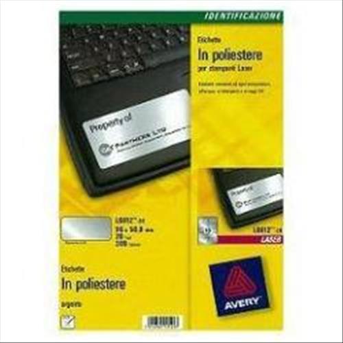 AVERY-ZWECKFORM L6012-20 CONF 200 ETICHETTE 50.8x96 MM AUTOADESIVE ARGENTO OPACO