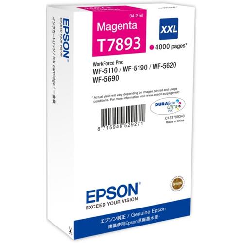 EPSON T7893 CARTUCCIA MAGENTA PER WORKFORCE PRO WF-5620 DWF/WF-5110 DW 4.000 PG (C13T789340)